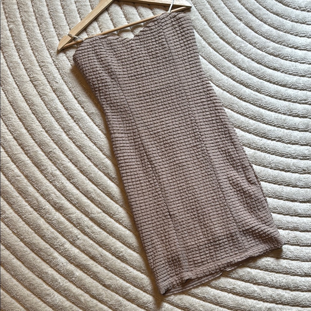 Elegant Tan Textured Tube Top Dress